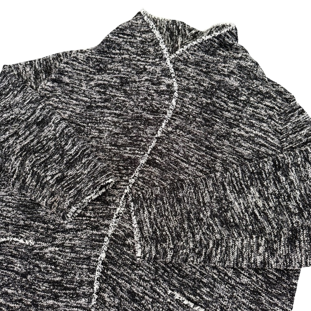 Max Studio Cardigan Womens Plus Size 2X Black/White Open Front Knit Fringe